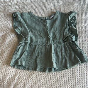 TALULAH Girls' Sage Green Flutter Sleeve Peplum Top